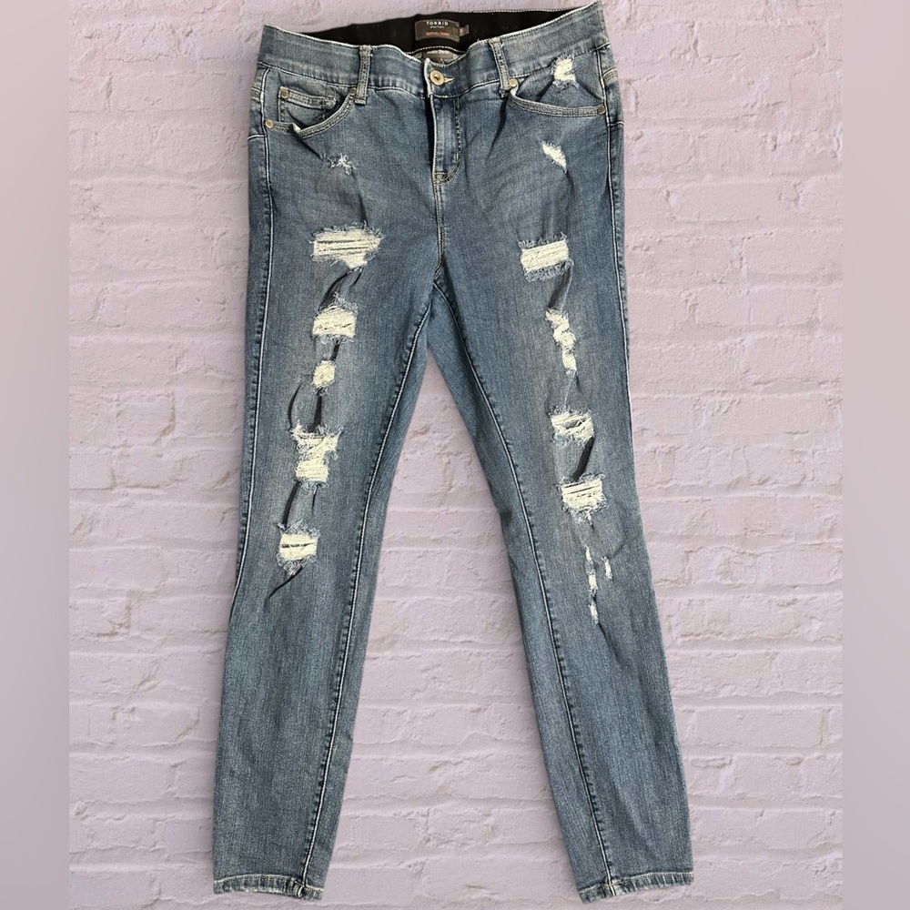 Torrid Distressed Light Blue Skinny Jeans